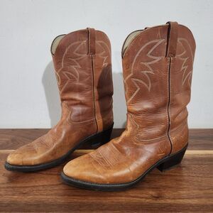 Durango Mens 11 Brown Leather Cowboy Western Distressed Boots Embroidered TR762